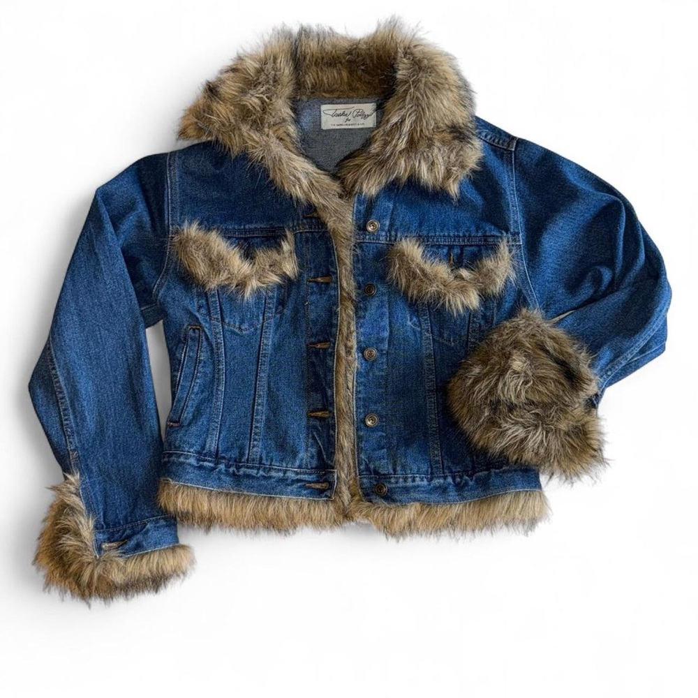 Tasha Polizzi Blue Denim Jacket with Faux Fur Trim